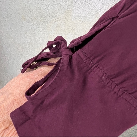 MOTHERHOOD MATERNITY WINE RAYON EMPIRE STYLE BLOUSE. Tie sleeve closure. XL - Picture 8 of 9